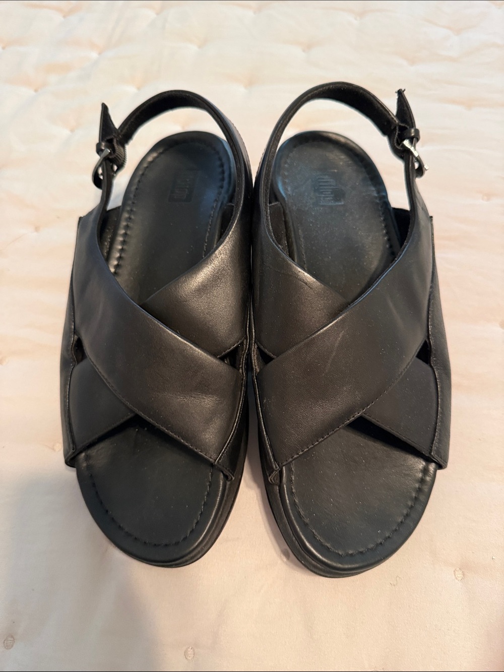 Fitflop Black Leather Crisscross Slingback Sandals
